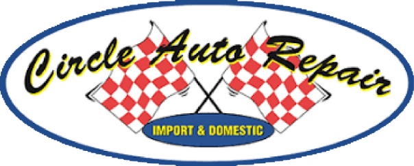 Circle Auto Repair logo featuring crossed checkered flags and text "Import & Domestic," representing Fairfax Circle Auto's automotive services.
